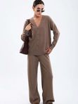 Брюки с широким поясом из 100% кашемира Cashmere House