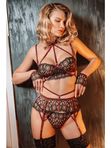 Пояс для панчох JOLIDON FEMME FATALE J2427 // Коричневий+Чорний / Ніжно-рожевий