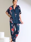 Піжама Сорочка/Брюки LISCA AMARYLLIS 23447/23449// 40,  Космічний синій_квіти