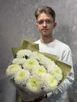 Моно-букет крупных стойких хризантем 11шт