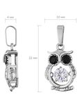 Подвеска серебряная "Сова"2837434/9 с танцующими, качающимися фианитами АЛЬФА-КАРАТ