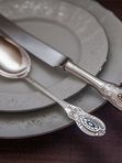 Серебряная десертная ложка с чернением Северная чернь