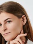 Серьга-пусета одиночная Цветок с фианитами из красного золота 585 Голден Глоб