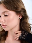 Серьги пусеты литьевые из красного золота 585 пробы с фианитами Голден Глоб
