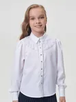 Блузка из вискозы, длинный рукав, для дев., белый