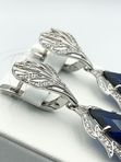 Серьги с сапфировым ситаллом и фианитами