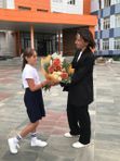 Букет с георгинами