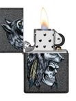 29863 211 Zippo Wolf Skull Feather Design