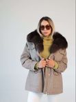 Утепленная куртка текстиль с натуральным мехом