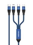 Кабель Kakusiga KSC-976 3 в 1 Micro USB / Type-C / Lightning 3А синий 1.2 м