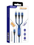 Кабель Kakusiga KSC-976 3 в 1 Micro USB / Type-C / Lightning 3А синий 1.2 м