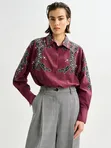 Рубашка бордовая с вышивкой Essentiel