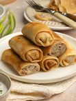 Блины фаршированные (мясо + рис)
