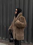 Шуба из экомеха соболь в цвете дымка