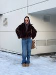 Бомбер из эко норки горький шоколад