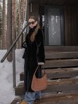 Шуба макси из экомеха рекс в черном цвете