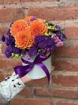 A box of orange dahlias