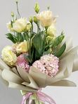 A bouquet of eustoma and hydrangea