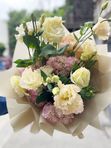 A bouquet of eustoma and hydrangea