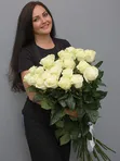 Букет из 25 белых роз (80-90 см)