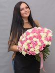 Букет из 101 розы нежный микс (35-40 см)
