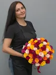 Букет из 51 розы яркий микс (35-40 см)