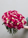 Букет из 101 розы розовый микс (Кения, 35-40 см)