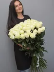Букет из 51 белой розы (80-90 см)