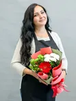 Букет-комплимент с герберой, хризантемой и гиперикумом  №25