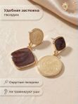 Серьги с эмалью асимметричные коричневые