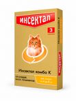 Капли на холку от клещей, блох и гельминтов для кошек от 4-8 кг Инсектал комбо К (Neoterica), 3 пипетки Фипронил/Моксидектин