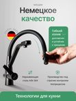 Смеситель для кухни с гибким изливом и фильтром для питьевой воды черный WfloW