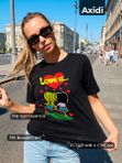 52 | Футболка черная с надписью Love is хлопковая оверсайз