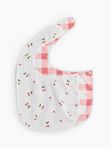 Нагрудный фартук на кнопке 2 шт checkered pattern and cherry Happy Baby (6мес+)