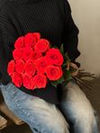 Розы алые в ленту (от 7 шт)