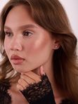 Серьги пусеты литьевые из красного золота 585 пробы с фианитами Голден Глоб