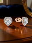 Серьги-пусеты Сердце с фианитами из красного золота 585 Голден Глоб