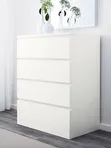 Комод с 4 ящиками, черно-коричневый 80x100 см МАЛЬМ