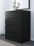 Комод с 4 ящиками, черно-коричневый 80x100 см МАЛЬМ