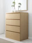 Комод с 4 ящиками, черно-коричневый 80x100 см МАЛЬМ