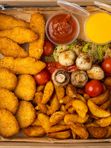 Бокс горячего приготовления с куриными стрипсами и наггетсами (вес 800 гр)