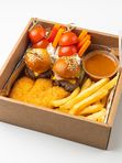 Бокс горячего приготовления с куриными стрипсами и картофелем фри (вес 500 гр)