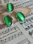 Серебряный комплект с кошачьим глазом
