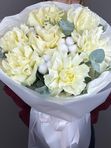 Букет белых Французских роз с хлопком