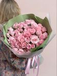 Розовые кустовые розы 15 стеблей=45 бутонов, арт. 320
