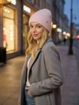 Шапка из ангоры с отворотом, утепленная флисом
