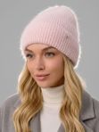 Шапка из ангоры с отворотом, утепленная флисом