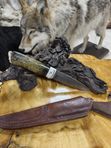 Большой нож с клыком моржа, деревом и зубом медведя