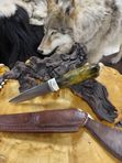 Большой нож с клыком моржа, деревом и зубом медведя