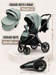 Коляска детская 3В1 Luxmom 777 с автолюлькой, зеленый